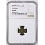 III RP, miniatura 5 Groszy 2008, NGC MS 64