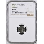 III RP, miniatura 50 Groszy 2008, NGC MS 69 MAX TOP POP - Jedyny