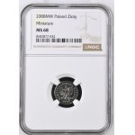 III RP, miniatura 1 Złoty 2008, NGC MS 68
