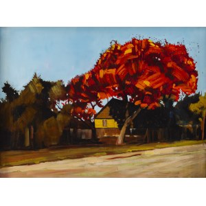 Pavel Daciuk (b. 1977, Parchev), Red maple - village in autumn, 2026