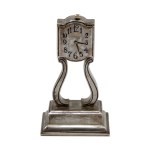Small silver Viennese table clock