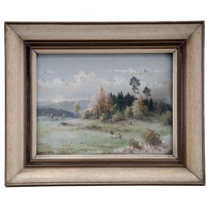 Autumn landscape with shepherds in František Daněk-Sedáček's paintings