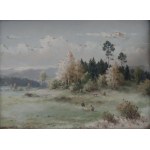 Autumn landscape with shepherds in František Daněk-Sedáček's paintings