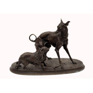 Greyhound and King Charles Spaniel by Pierre-Jules Mene