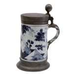 Baroque faience jug with painting of architecture