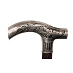 Art Nouveau walking stick made of palm wood
