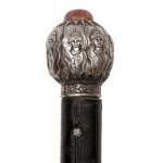 Mahogany wand with silver handle and watch