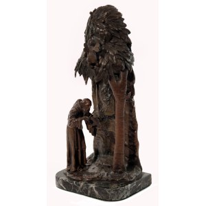 Figurální bronzová stolní lampa, Franz Sautner