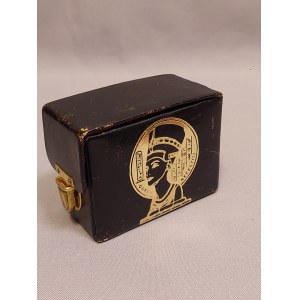 Card Box Egyptian Motif Cleopatra Leather.