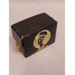 Card Box Egyptian Motif Cleopatra Leather.