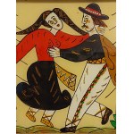 Janina Mak "Highlander Dance" Painting on Glass Zakopane Millennium Cepelia