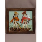 Janina Mak "Rafting the Dunajcem" Painting on Glass Zakopane Millennium Cepelia