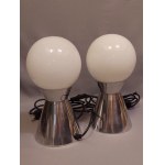 Lamp Set White Glass And Raw Metal Design Lamp.