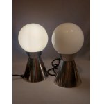 Lamp Set White Glass And Raw Metal Design Lamp.