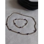 Silver Set With Amethysts Necklace + Bracelet