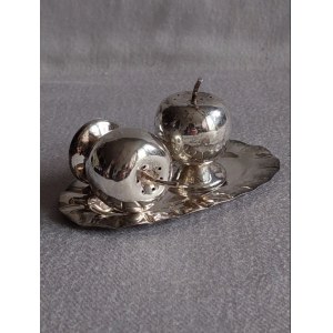 Paire de salières en argent avec plateau Mexique