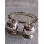 Paire de salières en argent avec plateau Mexique