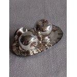 Paire de salières en argent avec plateau Mexique
