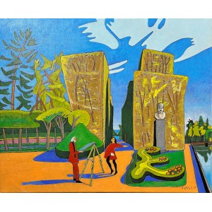 Czesław Tumielewicz (né en 1942), peintre et modèle dans le parc d'Oliwa, 2024