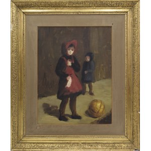 Pittore sconosciuto, Ragazza con grembiule rosso che gioca con la palla