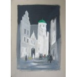 Jan Michał Szewczyk (ur.1944) Szczecin ul. Kuśnierska z widokiem na zamek, nokturn