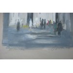 Jan Michał Szewczyk (né en 1944) Szczecin Rue Kusnierska avec vue sur le château, nocturne