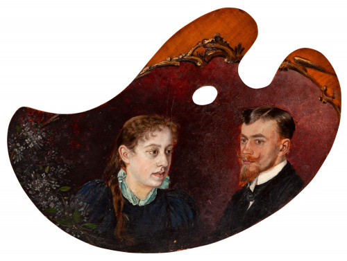 Malarz nieokreślony (XIX w. - XX w.), Paleta z portretami kobiety i mężczyzny