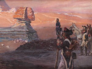 Wojciech Kossak (1856 Paryż - 1942 Kraków), 'Napoleon i sfinks' ('Napoleon w Egipcie', 'Dwa sfinksy'), 1910