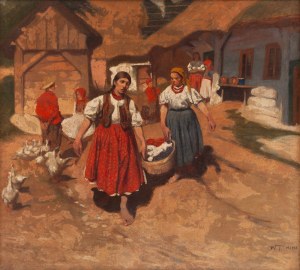 Włodzimierz Tetmajer (1862 Harklowa - 1923 Kraków), 'Praczki' ('Dziewczyny niosące kosz z praniem'), 1910