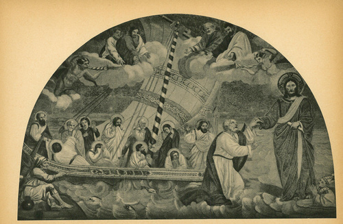 Giotto. Łódź św. Piotra (La Navicella), r. 1298. Bazylika św. Piotra. Rzym