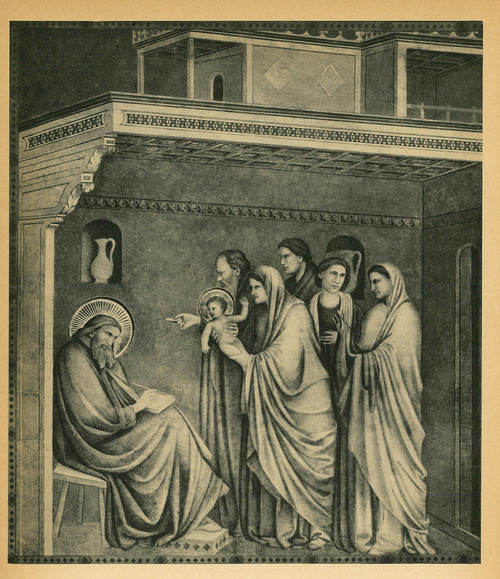 Giotto. Zachariasz nadaje imię św. Janowi, r. 1315 - 1317. S. Croce. Florencja