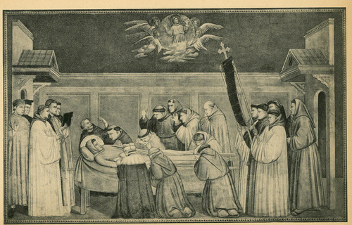 Giotto. Śmierć św. Franciszka, r. 1315 - 1317. S. Croce. Florencja