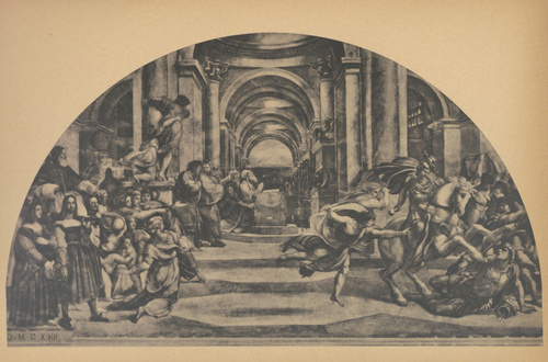 Rafael. Wygnanie Heliodora ze świątyni, 1511-1514. Watykan. Rzym