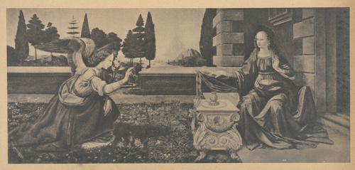 Leonardo da Vinci. Zwiastowanie. Ok 1470. Florencja, Galeria Uffizi