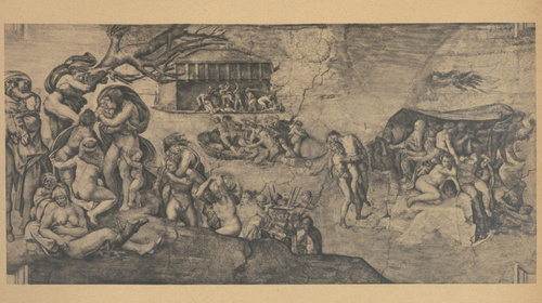 Michał Anioł Buonarrotti. Potop. Fragment plafonu kaplicy Sykstyńskiej 1508 - 1512. Rzym, Watykan