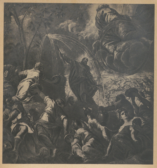 Tintoretto. 1577. Mojżesz dobywa wodę ze skały. Wenecja, Scuola di S. Rocco