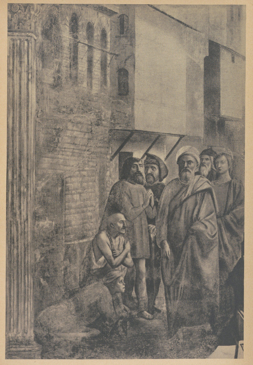 Masaccio. Cień św. Piotra uzdrawia chorych. 1426-1428. Florencja, kościół del Carmine