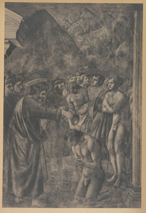 Masaccio. Św. Piotr chrzci bałwochwalców. 1426-1428. Florencja, kościół del Carmine