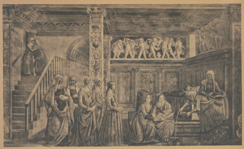 Domenico Ghirlandaio. Narodziny Matki Boskiej. Ok. 1483. Florencja, kościół S. Maria Novella