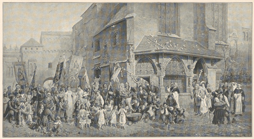Wyjście procesyi z Kościoła Św. Barbary w Krakowie. Obraz Hipolita Lipińskiego, zakupiony w 1883r.
