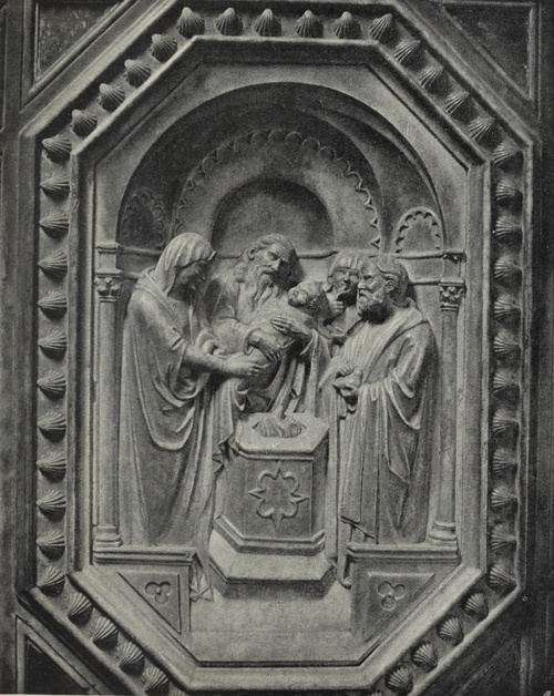 Florencja. Or San Michele. ANDREA ORCAGNA . Oczyszczenie Matki Boskiej. (Fragment tabernakulum ).