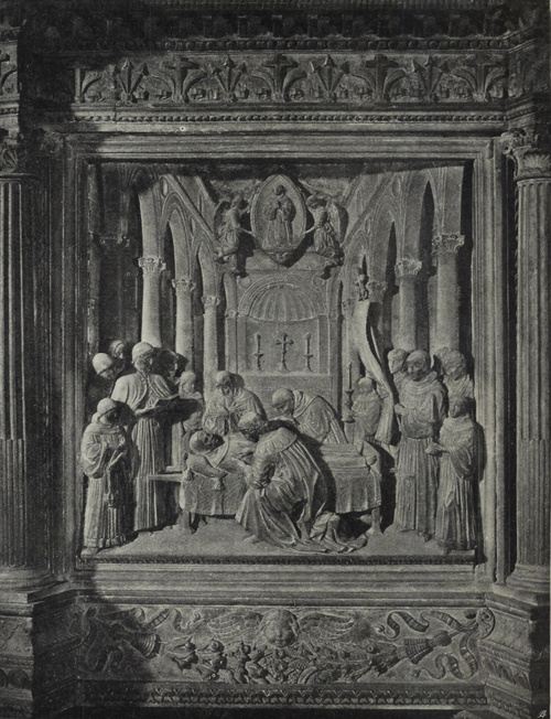 Florencja. Sta Croce. BENEDETTO DA MAIANO. Z życia św. Franciszka. (Fragment z kazalnicy).