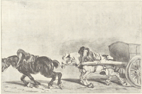 KONIE, CIĄGNĄCE WÓZ (akwarela) 1832- 1837 (WŁASNOŚĆ ZBIORÓW PAŃSTWOWYCH)