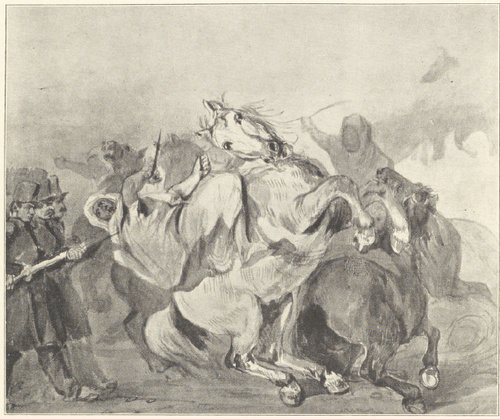WALKA Z ARABAMI (akwarela) 1845-1855 (WŁASNOŚĆ ZBIORÓW PAŃSTWOWYCH)
