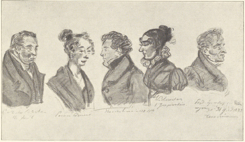 KARYKATURY (rysunek kolorowany) (WŁASNOŚĆ p. DOMINIKA ŁEMPICKIEGO) 1823