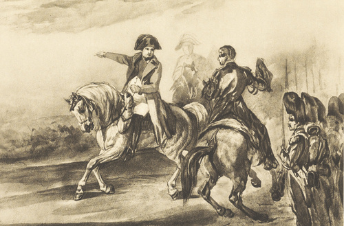 NAPOLEON WYDAJĄCY ROZKAZ. Akwarela. (1832-1837). Własność Muzeum Narodowego w Krakowie.