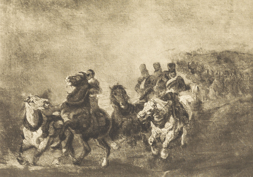 ARTYLERJA W PĘDZIE. Ol. na pł. (1832-1837). Własność Muzeum Narodowego w Krakowie,