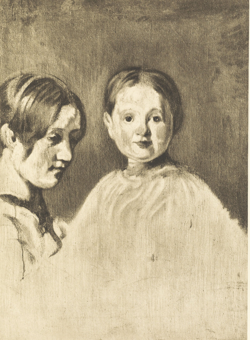 CÓRKA ARTYSTY ZE SŁUŻĄCĄ. Ol. na pł. (1839-1841). Własność p. Dominika Łempickiego.
