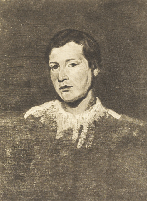 GŁOWA MŁODEGO CHŁOPCA Ol. na pł. (1837-1840). Własność p. Róży Michałowskiej.