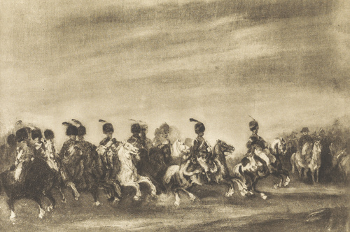 STRZELCY KONNI GWARDJI Ol. na pł. (1845-1855). Własność Muzeum Narodowego w Krakowie.
